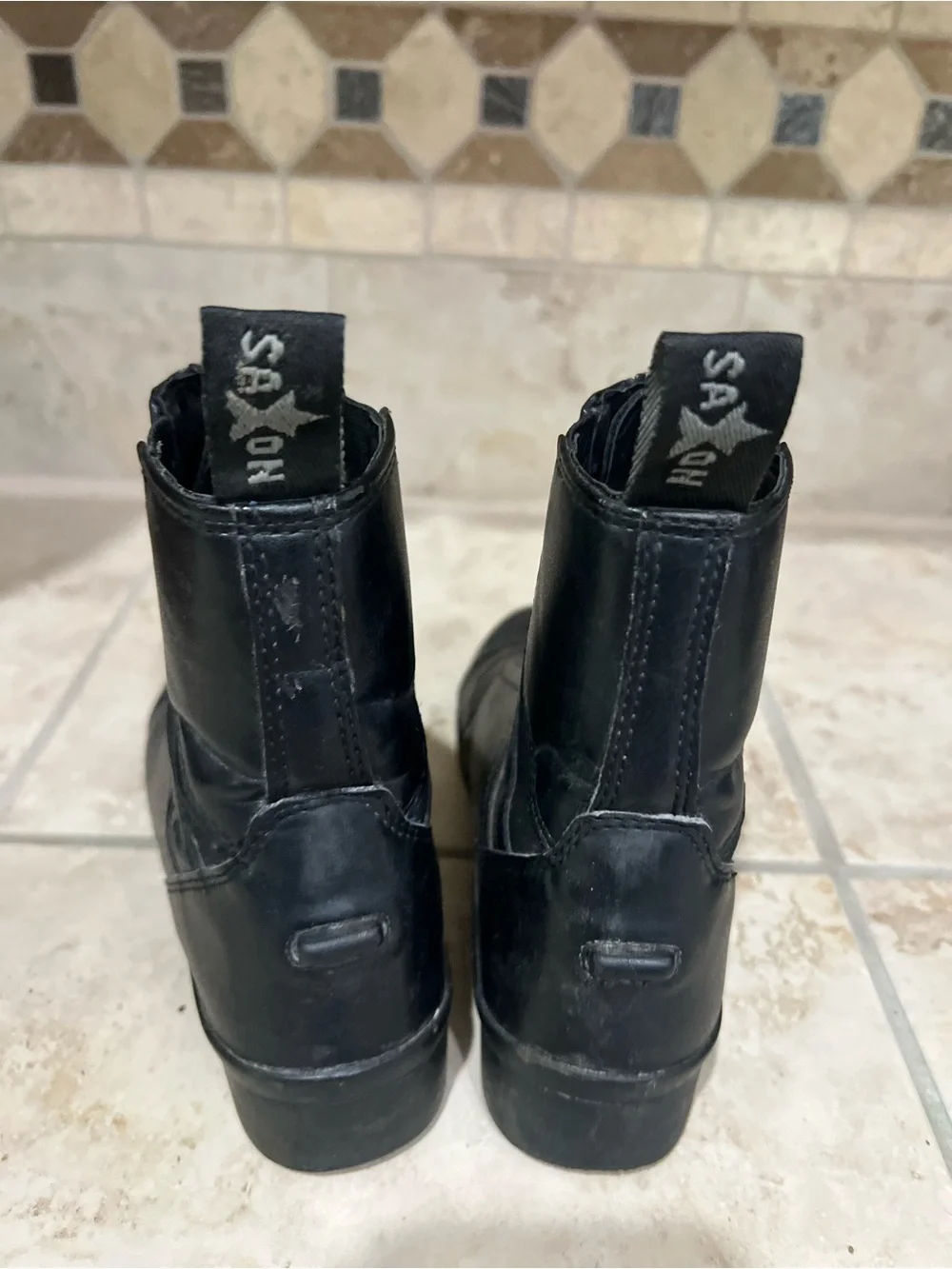 Kids Black Zip-Front Leather Riding Boots Equestrian